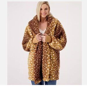 🎯NWOT BumbleBella by Jill Martin  Sherpa Jacket Coat Brown Size XS/S